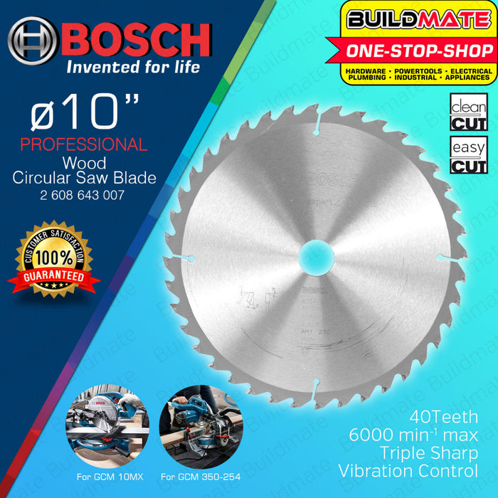 BUILDMATE Bosch Circular Saw Blade for Mitre Saw 10" Inch 40T - 120T EXPERT for Wood Blade Disc BAX