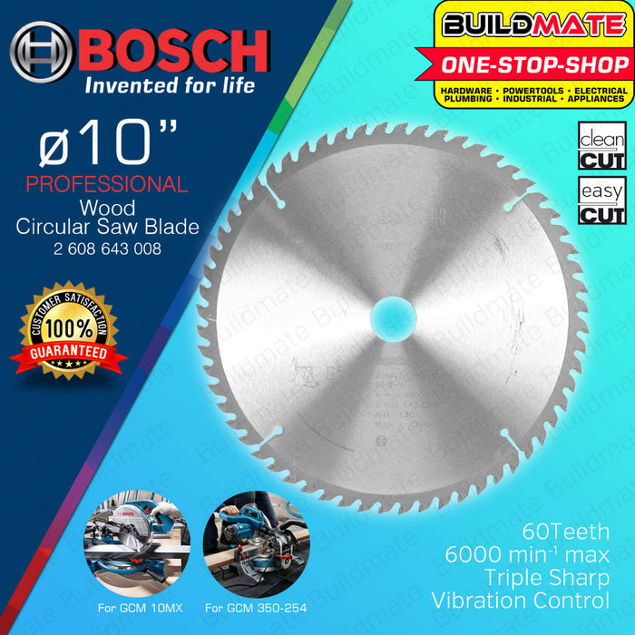 BUILDMATE Bosch Circular Saw Blade for Mitre Saw 10" Inch 40T - 120T EXPERT for Wood Blade Disc BAX