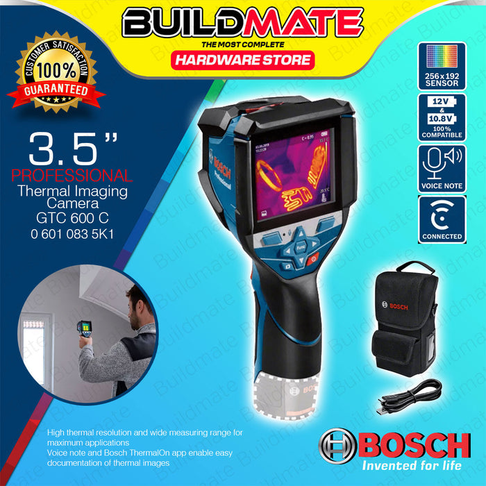 BUILDMATE Bosch Thermal Imaging Camera 12V 3.5" Display 256x192 Sensor with Voice Note Infrared Heat Detection Vision Thermographic Imager IR Camera - BMT