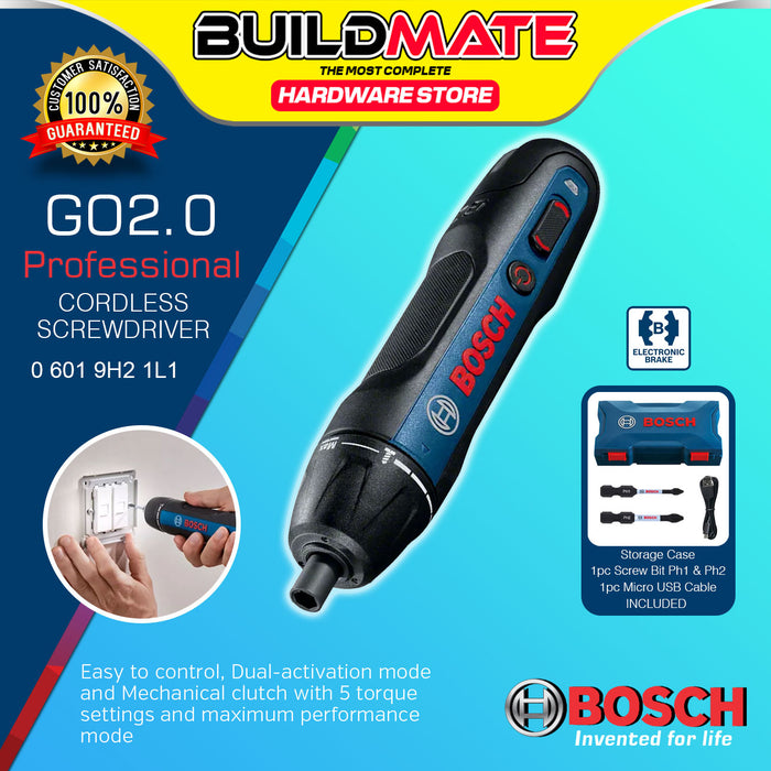 BUILDMATE Bosch 3.6V Lithium-Ion Cordless Screwdriver GO 3 / GO 2 Rechargeable Screw Driver 06019H2280 - BLC