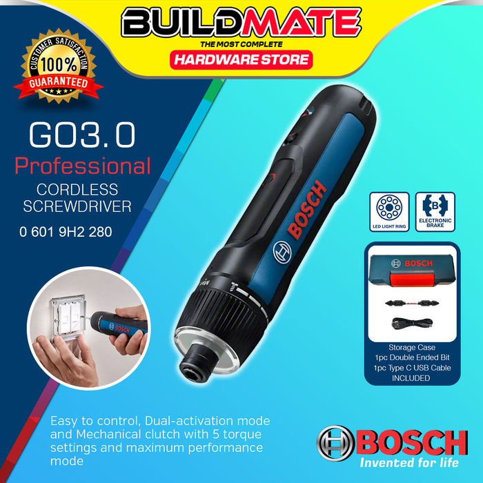 BUILDMATE Bosch 3.6V Lithium-Ion Cordless Screwdriver GO 3 / GO 2 Rechargeable Screw Driver 06019H2280 - BLC