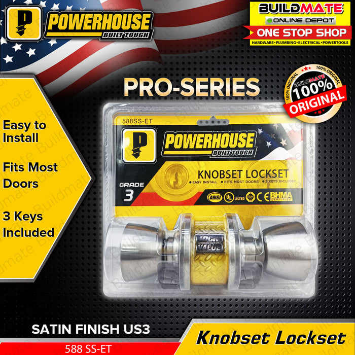 POWERHOUSE Door Knob Set Lockset 588 SS-ET •BUILDMATE• PHHT