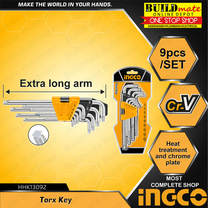 INGCO Torx Key 9PCS/SET CR-V HHK13092  •BUILDMATE• IHT