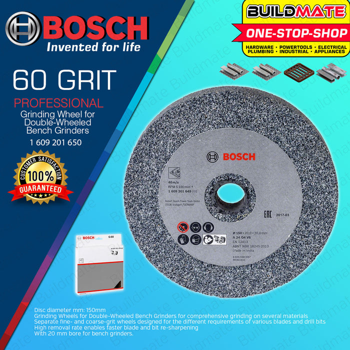 BUILDMATE Bosch 150MM Grinding Point Wheel Grit 24 / 60 Double-Wheeled Bench Grinders for Metal BAX