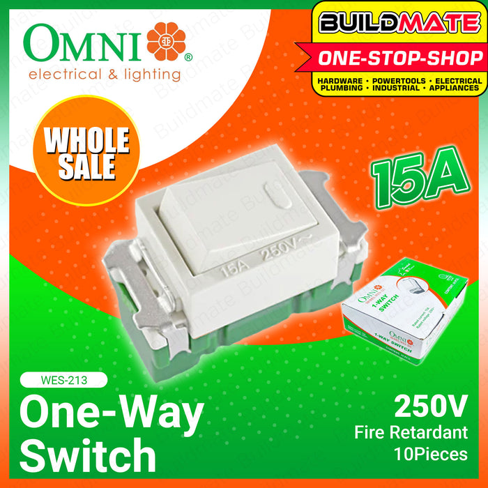 [WHOLESALE] BUILDMATE Omni 10pcs 1-Way Switch 15A 250V Single Pole Electrical Fire Retardant Light Switch WES-213 WES213