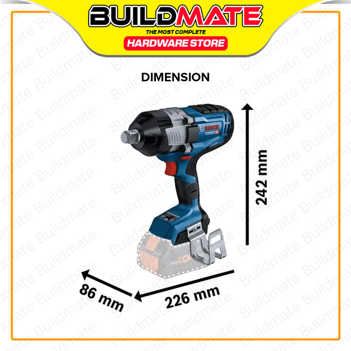 BUILDMATE Bosch 18V Brushless Bi Turbo 3-Speed Heavy Duty Cordless Impact Wrench GDS 18V-1600 HC BLC