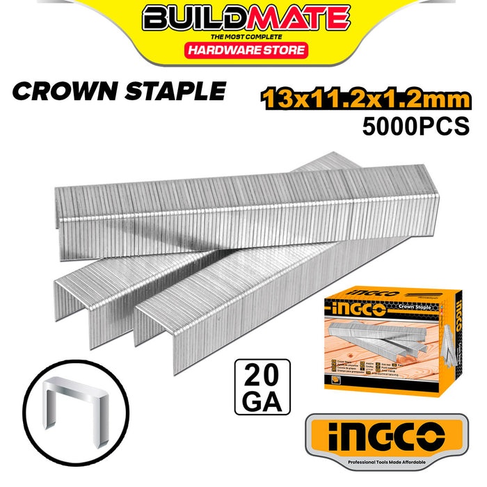 BUILDMATE Ingco 5000PCS/SET Crown Staple 11.2MM Ga20 For DIY Wood Working and Construction SOLD PER BOX AST20061 / AST20101 / AST20081 / AST20131 - IHT