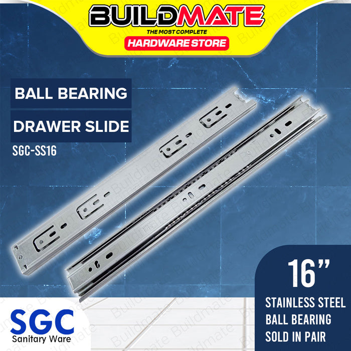 BUILDMATE S.G.C. Stainless Steel Ball Bearing Drawer Slide Guide 14"-20" Inches Cabinet Drawer Glide SOLD IN PAIR