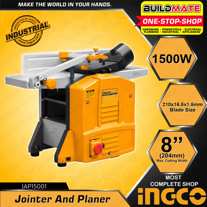 BUILDMATE Ingco Wood Jointer and Planer 1500W 8" Inch Planer/Jointer Electric Benchtop Jointer for Woodworking Tool Planning Wood Power Planer JAP15001 • IPT