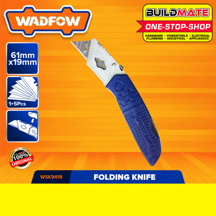 WADFOW Folding Knife 61MMX19MM Folding Cutter Utility Knife Blade Box Cutter Retractable Blade Cardboard Cutter for Cutting Cartons, Cardboard, Boxes Knife Carpet Cutter WSK9419 •BUILDMATE• WHT