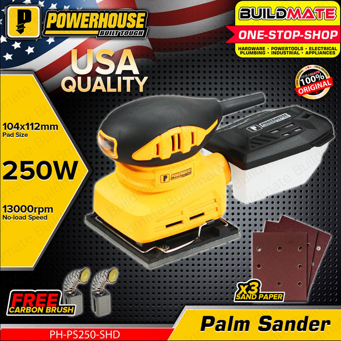 BUILDMATE Powerhouse USA Palm Sander Sheet 240W | 250W Wood Finishing Machine Electric Orbital Finish with Sandpaper Power Tools PH-PS200 | PH-PS250-SHD | 100% ORIGINAL / AUTHENTIC • PHPT