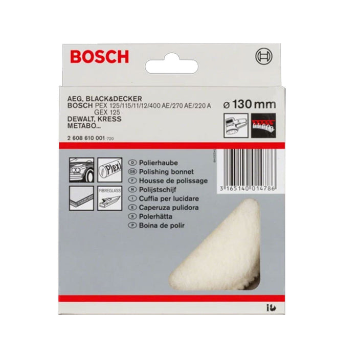 BUILDMATE Bosch 130mm Lambs Wool Bonnet Lambskin Disc for Polishing Old Varnish 2608610001 - BAX