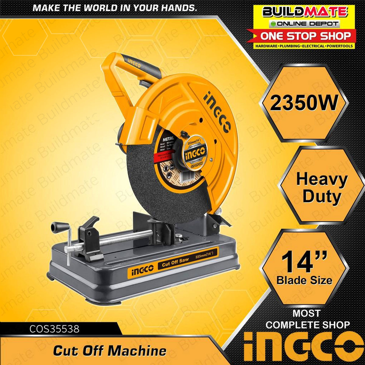 INGCO Original Cut Off Saw Cutting Machine Metal Heavy Duty 2350W COS3 ...