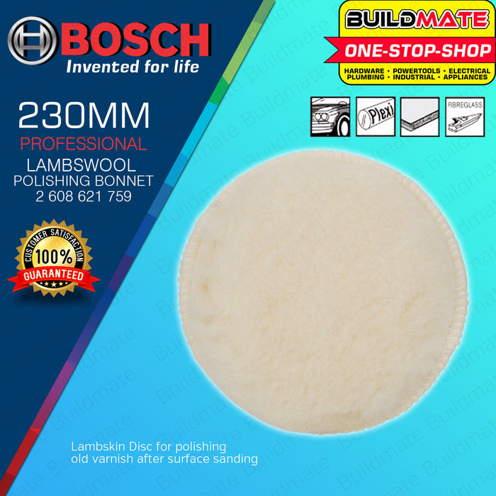 BUILDMATE Bosch 230mm Lambswool Bonnet Lambkin Disc 100% Twisted Wool Polishing 2608621759 - BAX