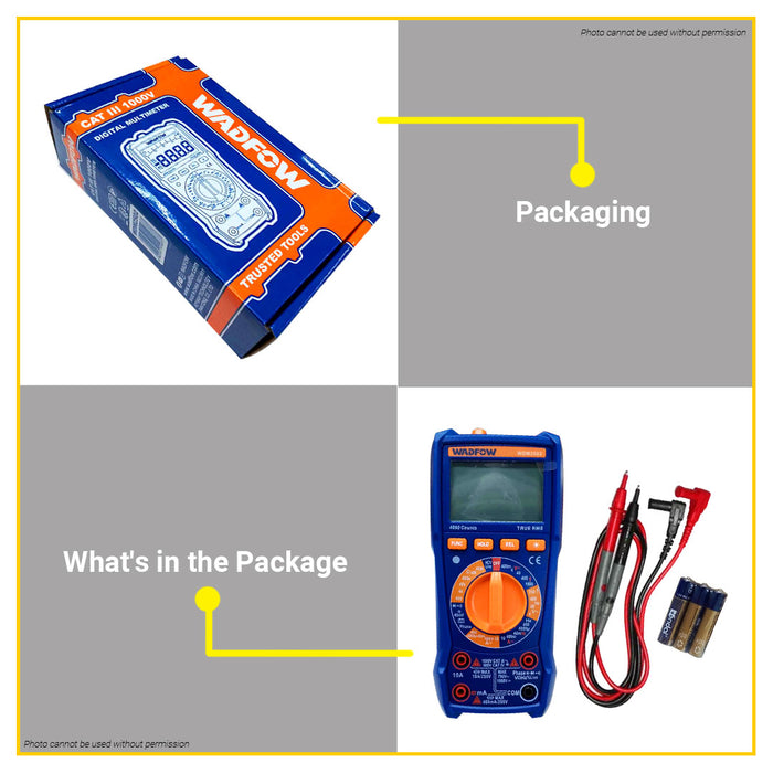 BUILDMATE Wadfow Digital Multimeter Tester CAT III 600V / 1000V AC or DC Voltage Tester SOLD PER PIECE WDM2501 / WDM2502 - WPT