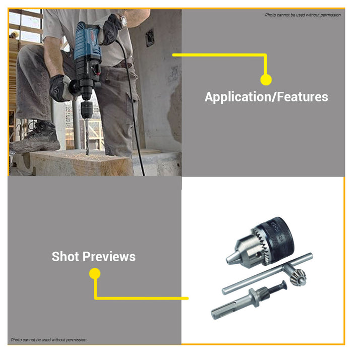 BUILDMATE Bosch SDS-Plus with 13MM Drill Chuck Adapter and Key for Rotary Hammer 2607000982 - BAX