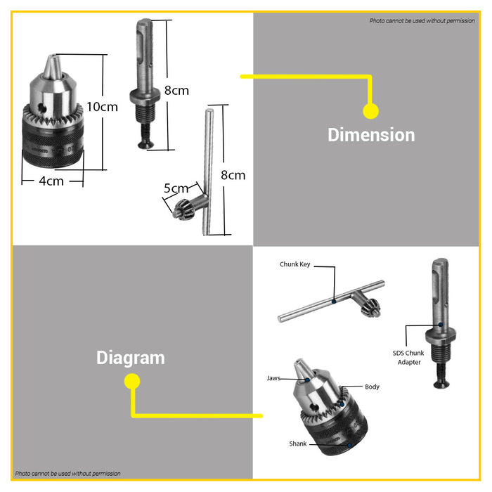 BUILDMATE Bosch SDS-Plus with 13MM Drill Chuck Adapter and Key for Rotary Hammer 2607000982 - BAX