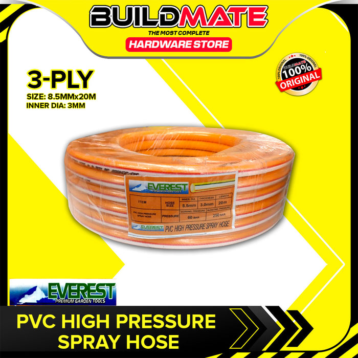 BUILDMATE Everest PVC High Pressure Spray Hose 8.5mmx20m 2-Ply / 3-Ply Flexible Power Sprayer Water Garden Pressure Washer Hose