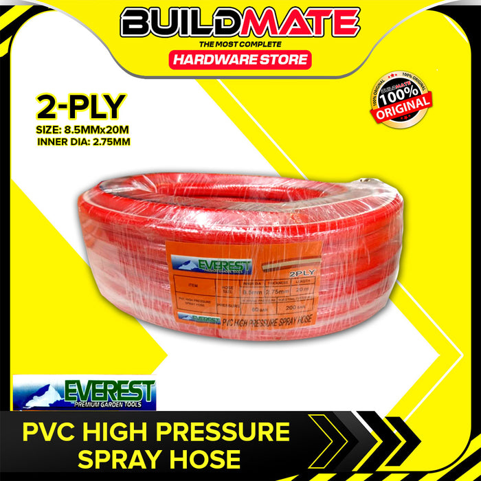 BUILDMATE Everest PVC High Pressure Spray Hose 8.5mmx20m 2-Ply / 3-Ply Flexible Power Sprayer Water Garden Pressure Washer Hose