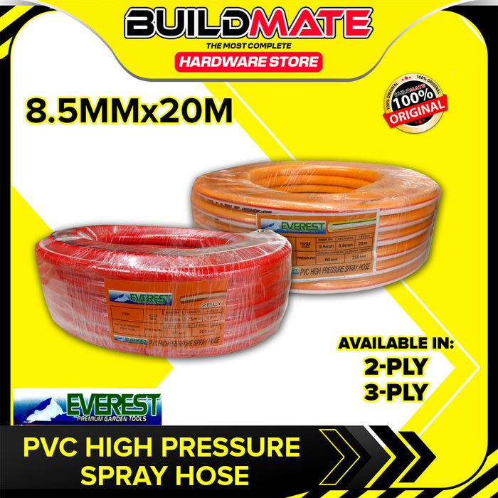 BUILDMATE Everest PVC High Pressure Spray Hose 8.5mmx20m 2-Ply / 3-Ply Flexible Power Sprayer Water Garden Pressure Washer Hose