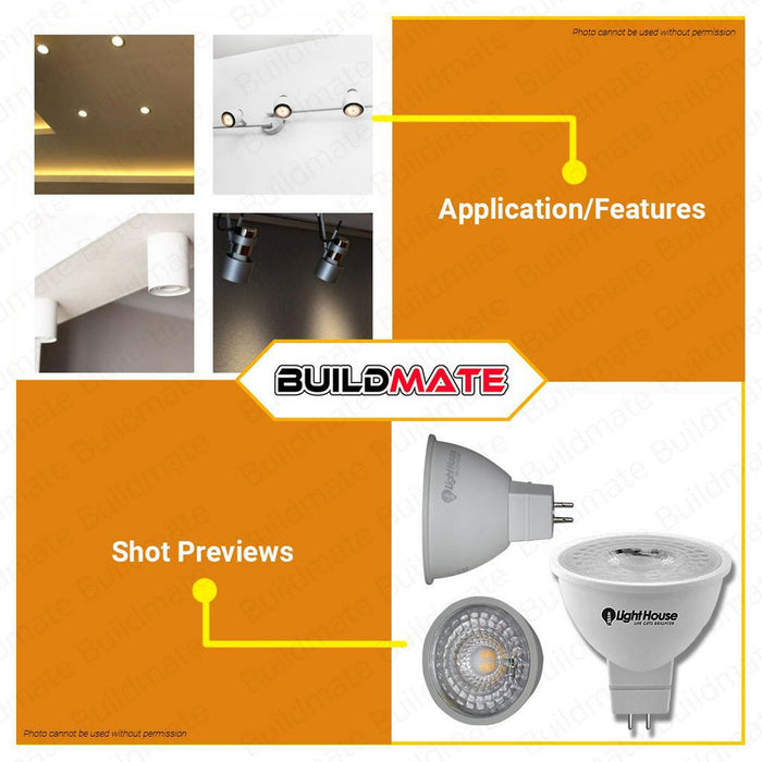 BUILDMATE Lighthouse LED Spotlight 6W MR16 3000K WARM WHITE | 6500K DAY LIGHT Ceiling Light • PHLH