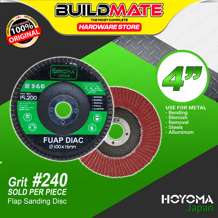 HOYOMA Flap Sanding Disc Sand Paper #4 GRIT #40 | #180 | #240 SOLD PER PIECE •BUILDMATE• HYMA