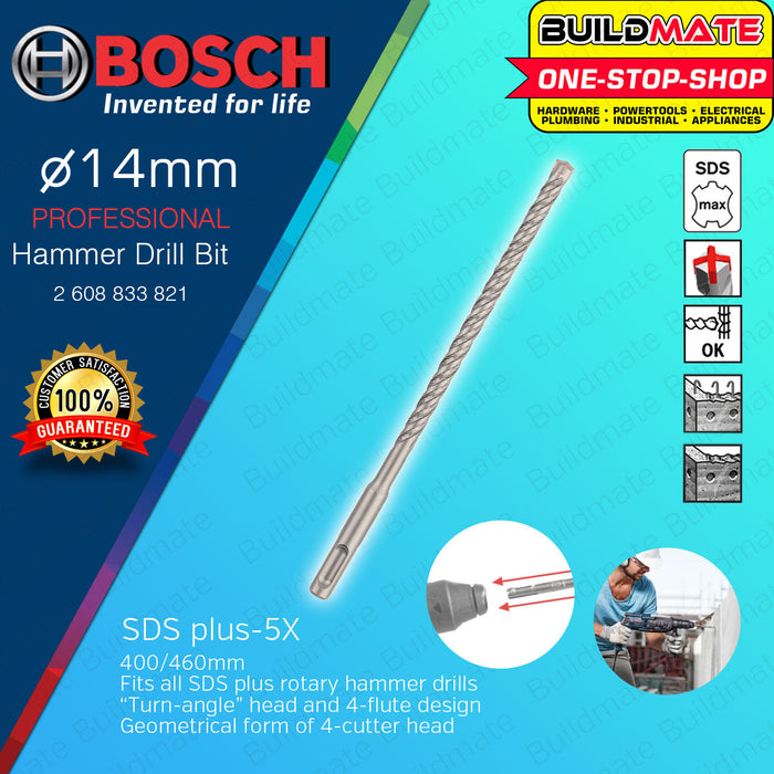 BUILDMATE Bosch SDS PLUS-5X Rotary Hammer Drill Bit 13MM - 25MM for Concrete & Masonry Wall Fast Drilling - BAX