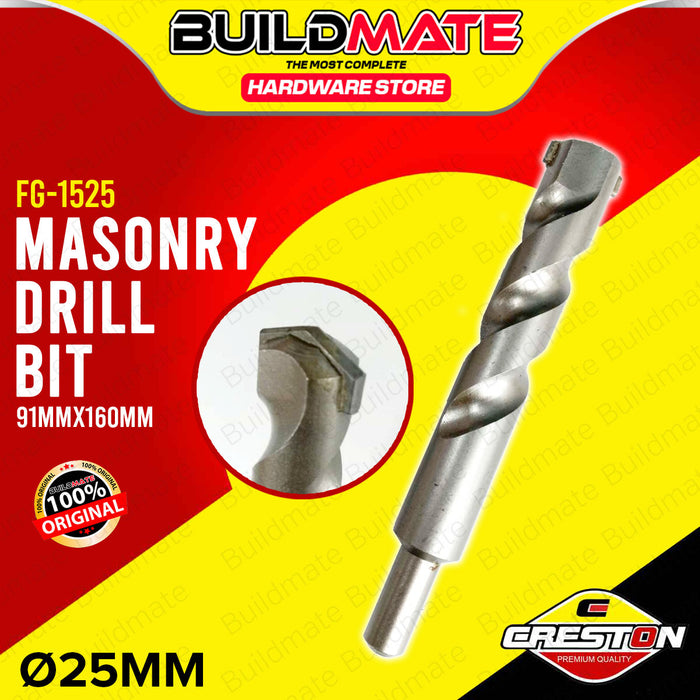 BUILDMATE Creston Masonry Drill Bit 25MM for Rotary Hammer, Concrete, Brick, Stone Hole Drilling Tool SOLD PER PIECE