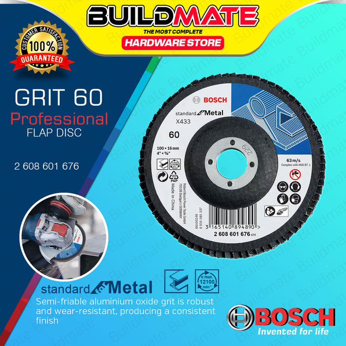 BUILDMATE Bosch 100MM Abrasive Product Alox Flap Disc for Metal X433 Standard 36 - 120 GRIT - BAX