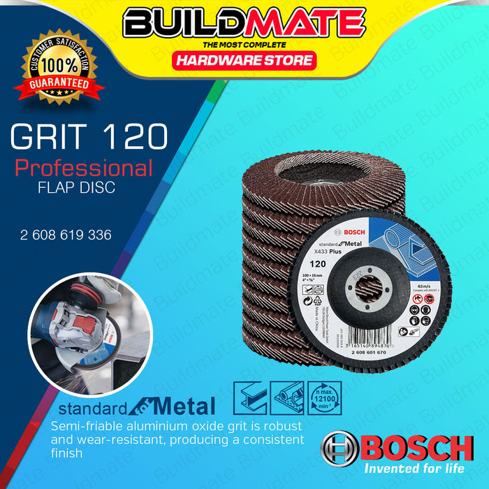 BUILDMATE Bosch 100mm 11PCS/SET Flap Disc Sanding Disc Wheel 36Grit - 120 Grit for Wood and Paint BAX