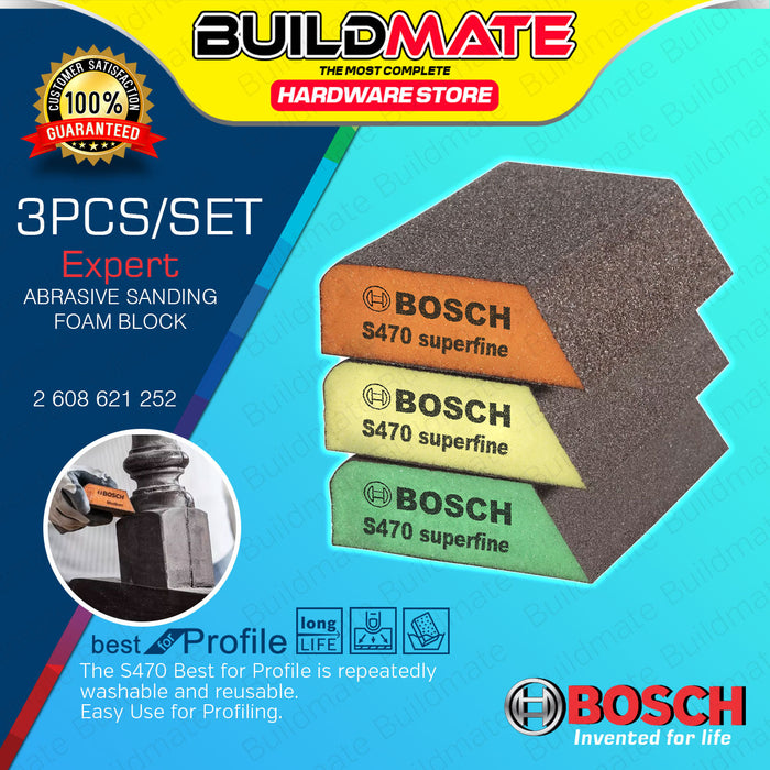 BUILDMATE Bosch 3PCS/SET Abrasive Sanding Pad Color Foam Block Wood Sponge Best for Profile - BAX