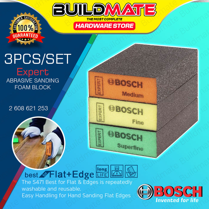 BUILDMATE Bosch 3PCS/SET Abrasive Sanding Pad Color Foam Block Best for Flat and Edge 2608621253 BAX