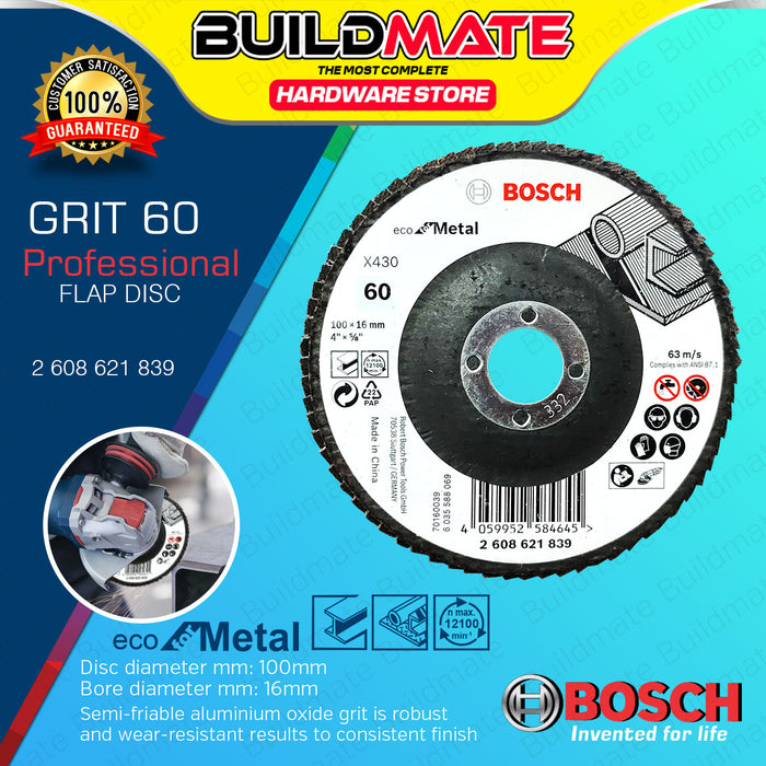 BUILDMATE Bosch 100MM Flap Disc Sanding Disc Wheel X430 36Grit - 120Grit ECO for Metal & Paint - BAX