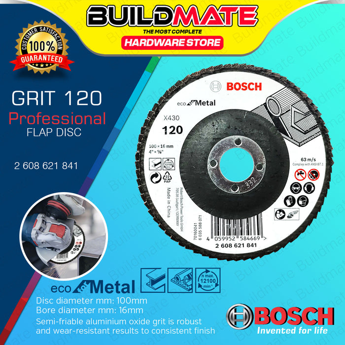 BUILDMATE Bosch 100MM Flap Disc Sanding Disc Wheel X430 36Grit - 120Grit ECO for Metal & Paint - BAX