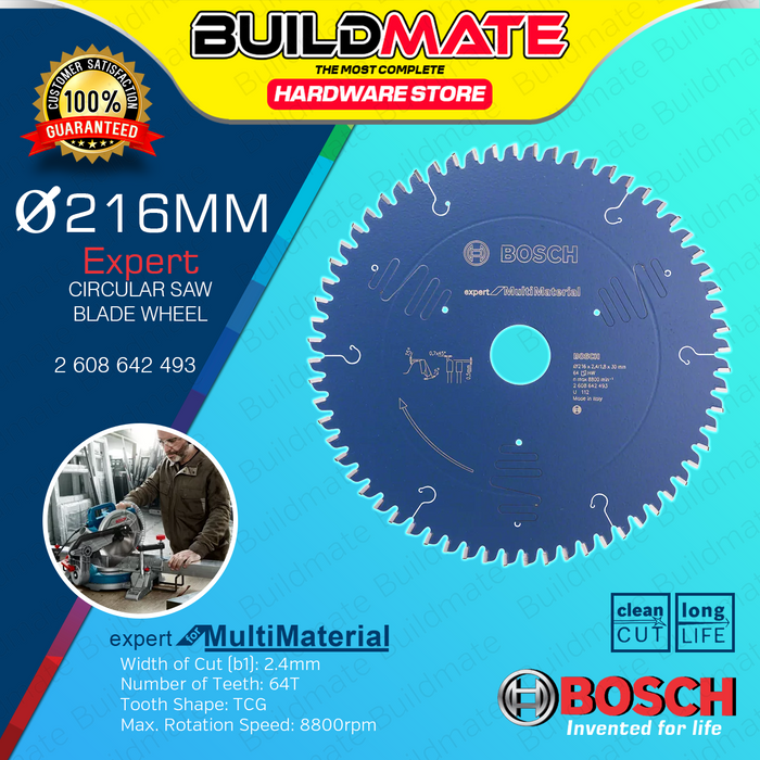 BUILDMATE Bosch 216MM 64T Circular Saw Blade Wheel Expert Multi Material / for Wood Cutting Disc BAX