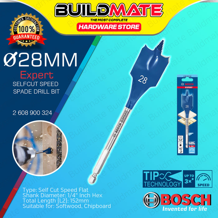 BUILDMATE Bosch 152MM Expert Self Cut Speed Spade Bits for Flat Wood Drilling 1/4" Hex Shank - BAX