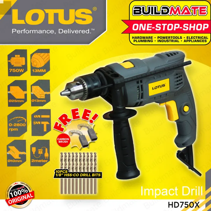 BUILDMATE Lotus Impact Drill Hammer 750W Concrete Drilling & Hamering Impact Barena Power Dill HD750X - LPT