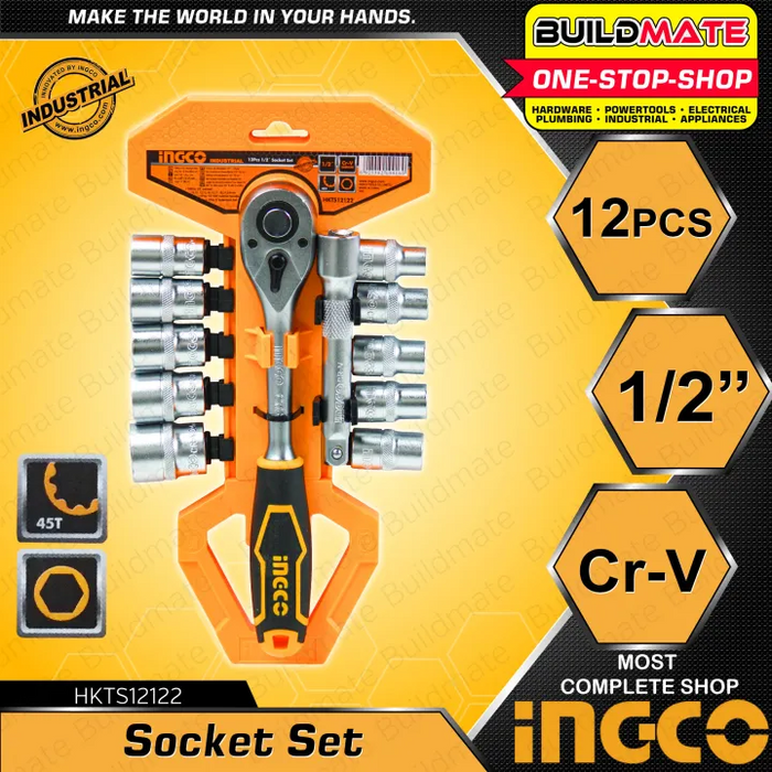 INGCO 12pcs Socket SET 1/2" HKTS12122  •BUILDMATE• H-TSS