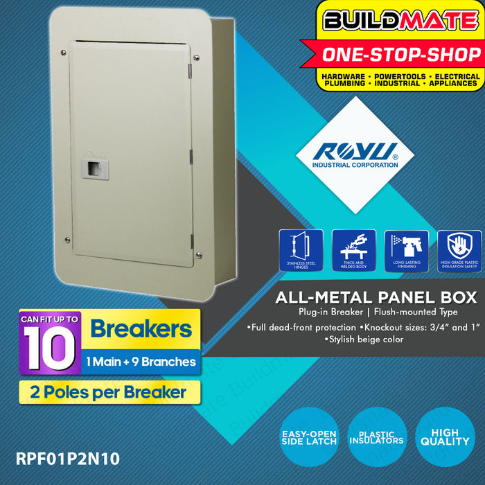 BUILDMATE Royu Panel Flush Mounted Type Nema 1 4B | 6B | 8B | 10B Plug In Breaker 2Poles Breaker Box