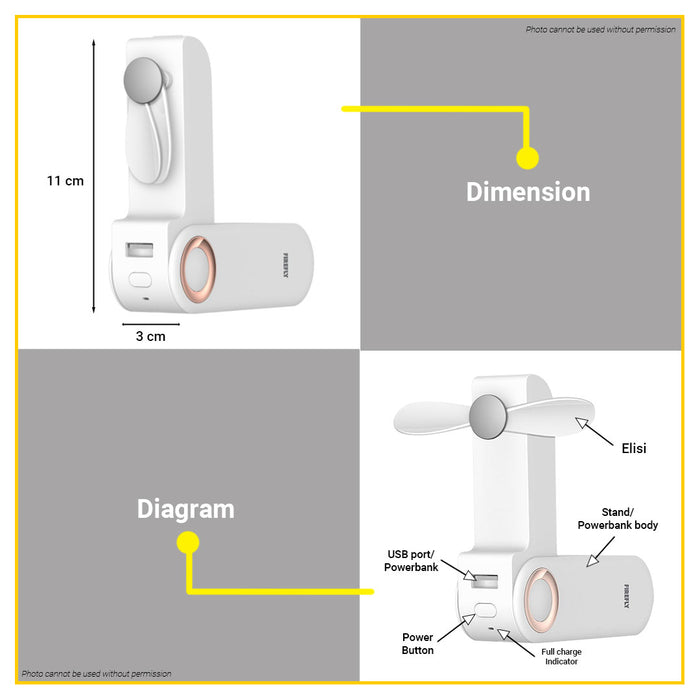 BUILDMATE Firefly Handy Foldable Fan Mini 3W | 3" Inch Multi functional Handy Mist Fan Rechargeable
