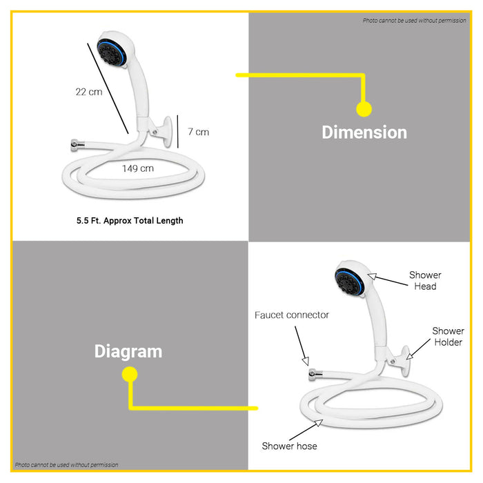 WATERHOUSE by POWERHOUSE 7 Function Telephone Shower Complete Set WHITE #14810 •BUILDMATE• PHWH