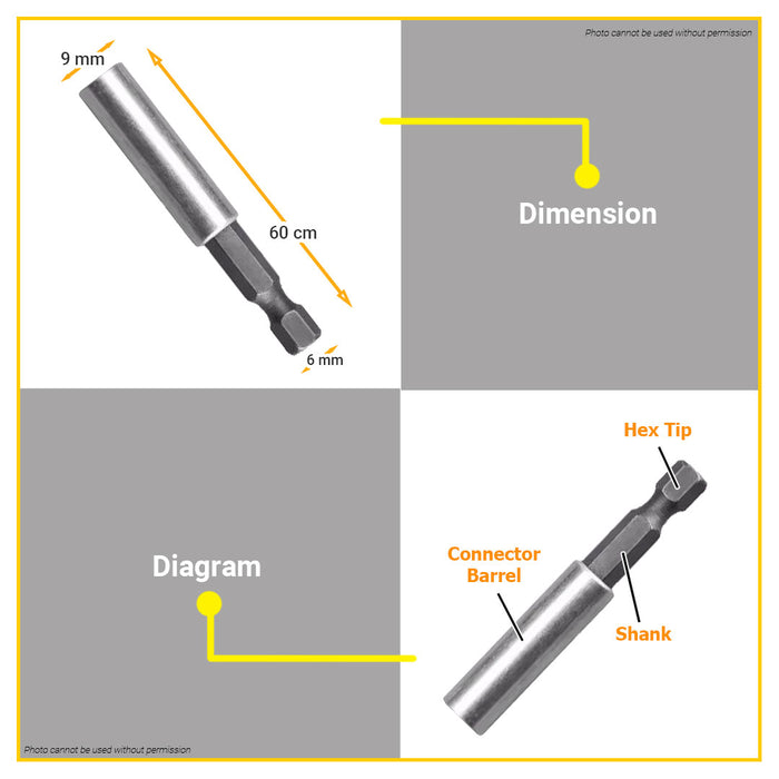 BUILDMATE Ingco Extension Screwdriver Bit Holder 60mm / 80mm With & Without Release Quick Change Adaptor Magnetic Tip ABH10601 | ABH40606 |ABH30801 - IHT