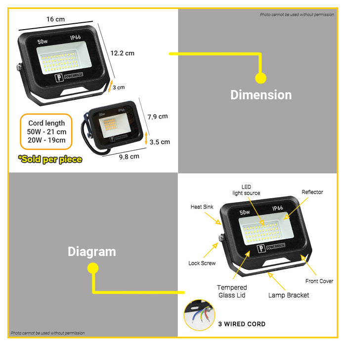 LIGHTHOUSE Weatherproof LED Floodlight 20W WARM WHITE | DAY LIGHT SOLD PER PIECE •BUILDMATE• PHLH