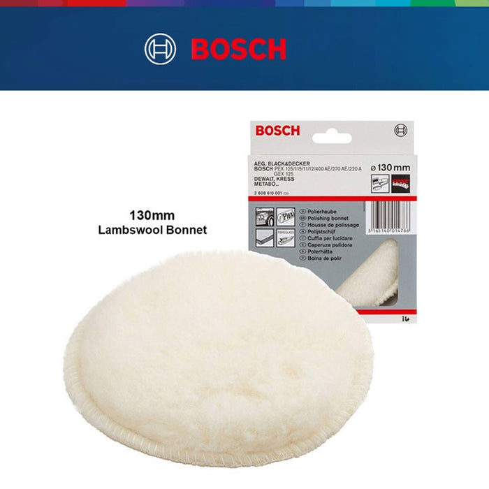 BUILDMATE Bosch 130mm Lambs Wool Bonnet Lambskin Disc for Polishing Old Varnish 2608610001 - BAX