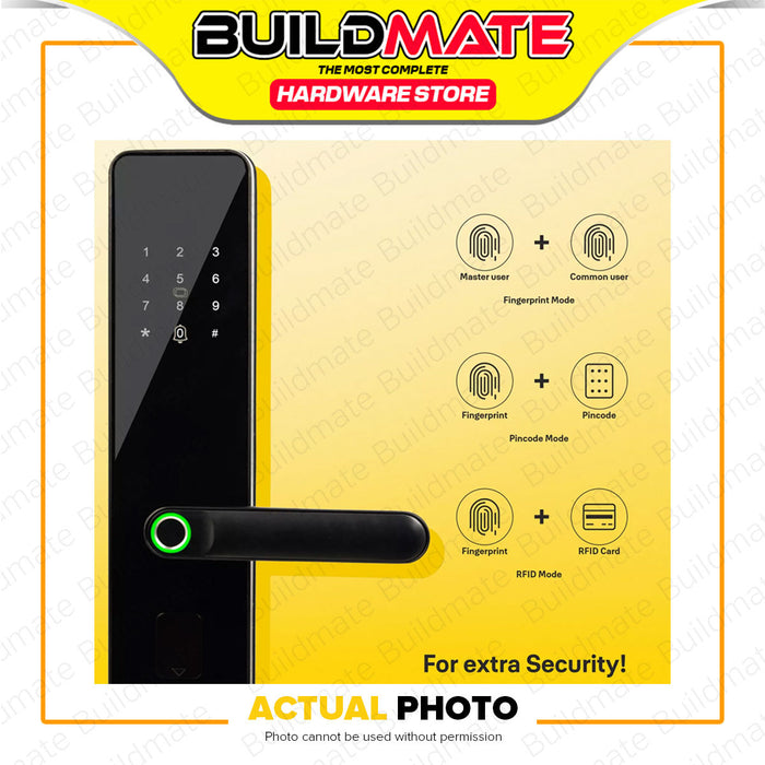 BUILDMATE Yale Smart Door Lock with Biometric, Pincode, RFID Card and Mechanical Keys for Home & Office Security YDME100 Nxt