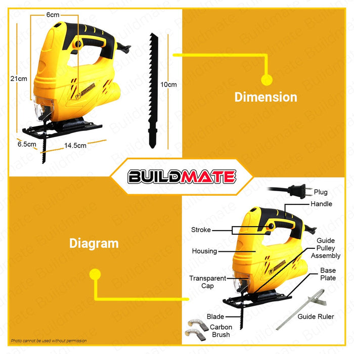 BUILDMATE Powerhouse Jigsaw Jigs Saw 550W | 750W  | 800W Wood Cutter Woodworking Cutting Pull Hand Variable Speed for Wood Metal DIY PH-BK6005 | PH-BK6006 | PH-JS65-800PRO • PHPT