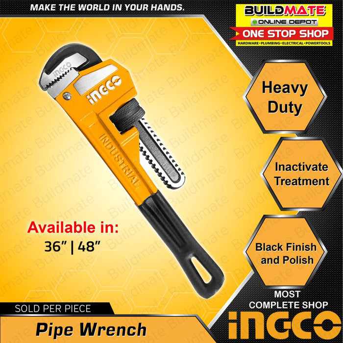 INGCO Pipe Wrench Mobile Jaw Drop-Forged Carbon Steel 36" | 48" [SOLD PER PIECE] •BUILDMATE• IHT