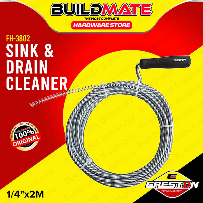 BUILDMATE Creston Sink and Drain Cleaner 2M-5M Heavy Duty Pipe Cleaner Clog Remover Declogger Plumbing Cable Drain Auger SOLD PER PIECE