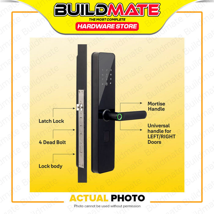 BUILDMATE Yale Smart Door Lock with Biometric, Pincode, RFID Card and Mechanical Keys for Home & Office Security YDME100 Nxt