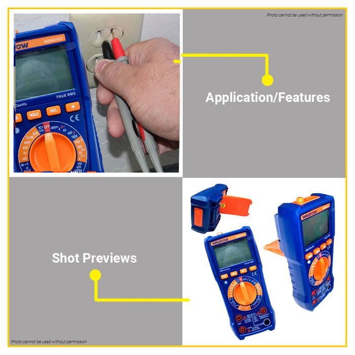 BUILDMATE Wadfow Digital Multimeter Tester CAT III 600V / 1000V AC or DC Voltage Tester SOLD PER PIECE WDM2501 / WDM2502 - WPT